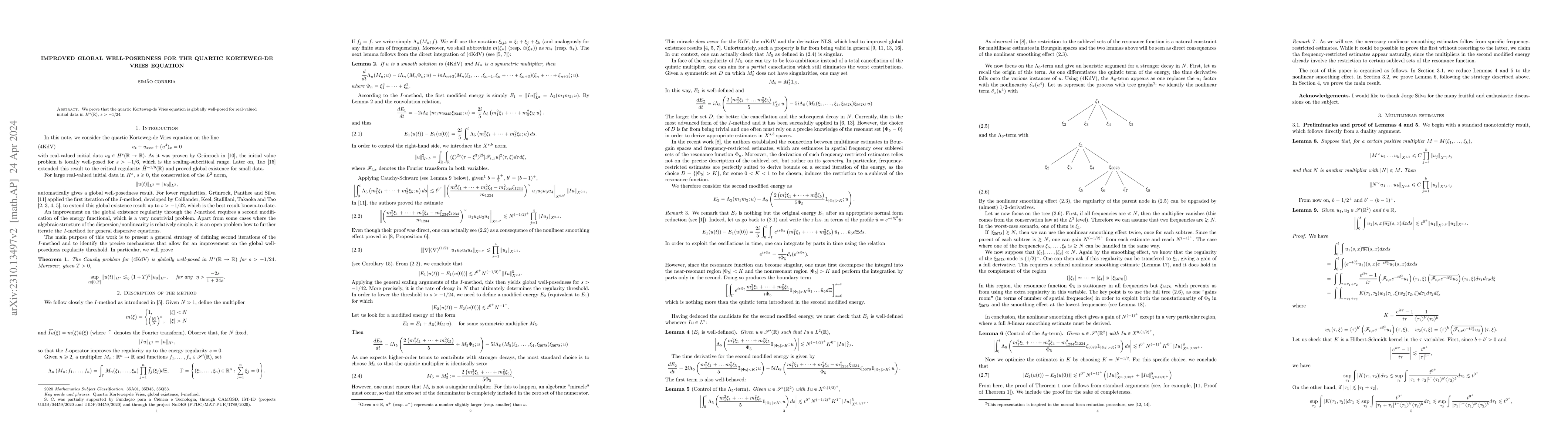 Thumbnail for Improved global well-posedness for the quartic Korteweg-de Vries
  equation