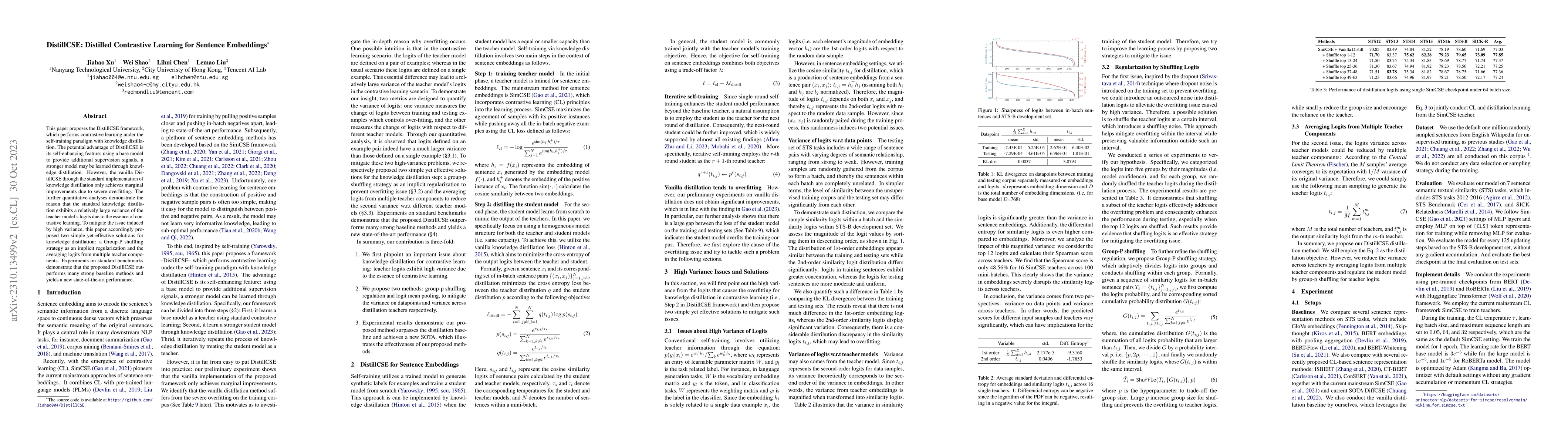 Thumbnail for DistillCSE: Distilled Contrastive Learning for Sentence Embeddings