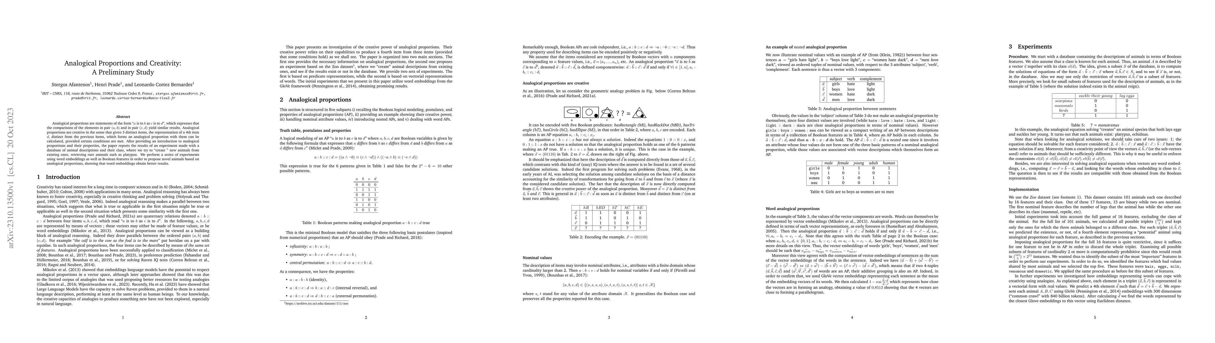 Thumbnail for Analogical Proportions and Creativity: A Preliminary Study