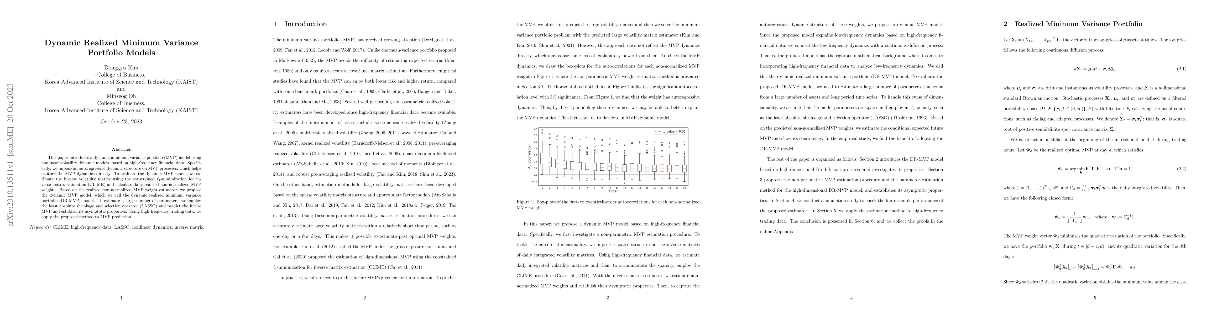 Thumbnail for Dynamic Realized Minimum Variance Portfolio Models