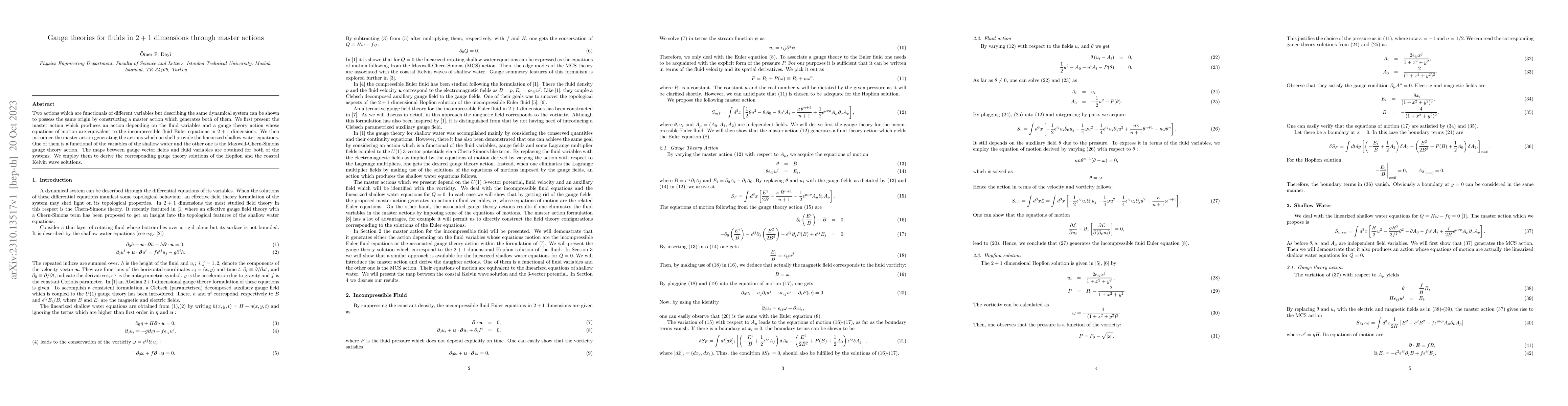 Thumbnail for Gauge theories for fluids in 2+1 dimensions through master actions