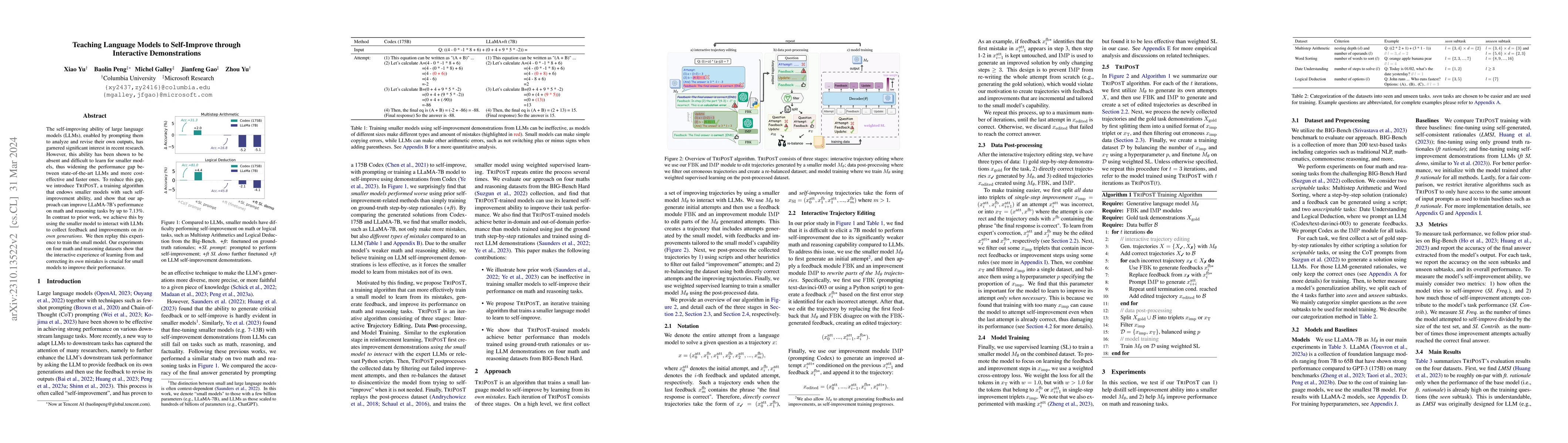 Thumbnail for Teaching Language Models to Self-Improve through Interactive
  Demonstrations
