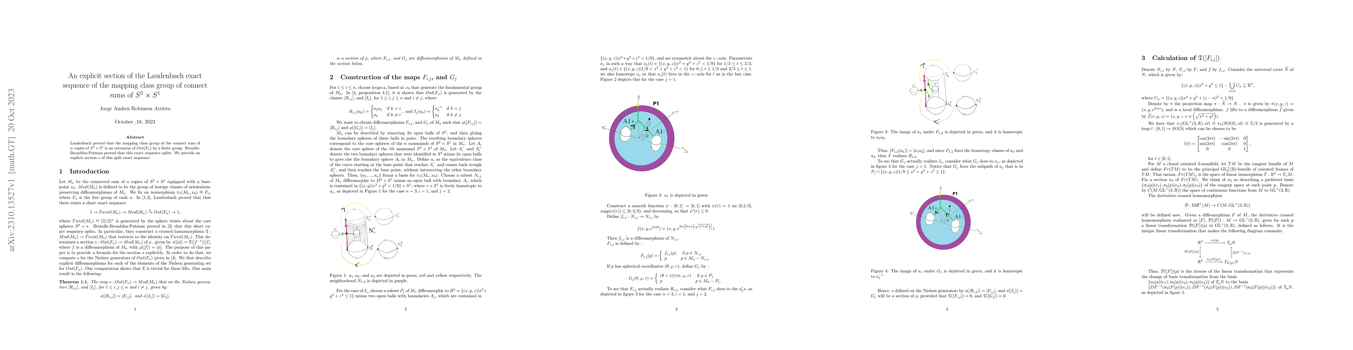 Thumbnail for An explicit section of the Laudenbach exact sequence of the mapping
  class group of connect sums of $S^2 \times S^1$