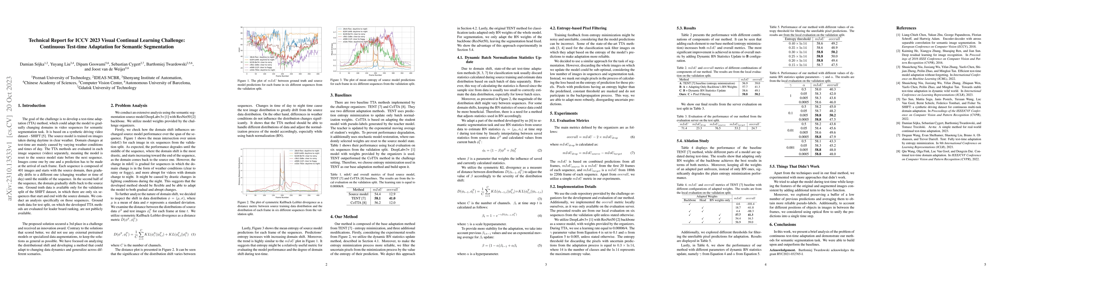 Thumbnail for Technical Report for ICCV 2023 Visual Continual Learning Challenge:
  Continuous Test-time Adaptation for Semantic Segmentation