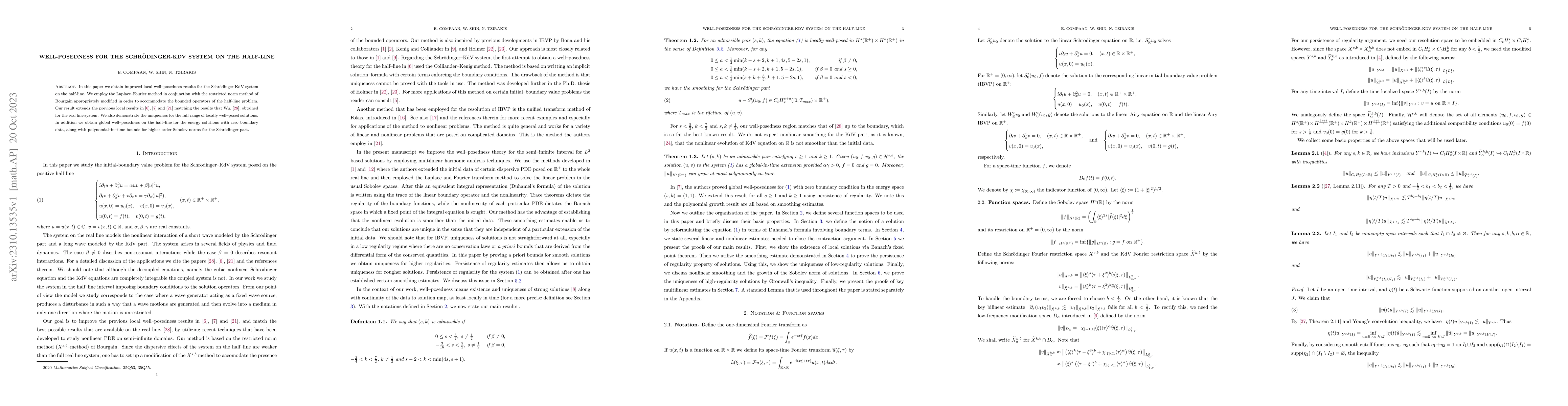 Thumbnail for Well-posedness for the Schrodinger-KdV system on the half-line