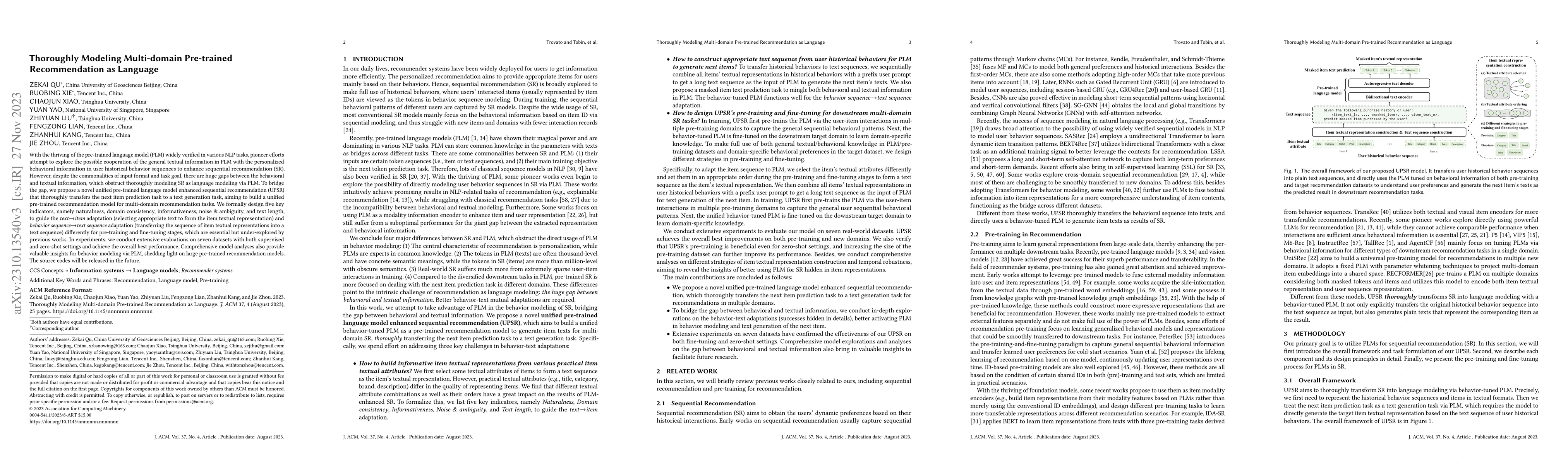Thumbnail for Thoroughly Modeling Multi-domain Pre-trained Recommendation as Language