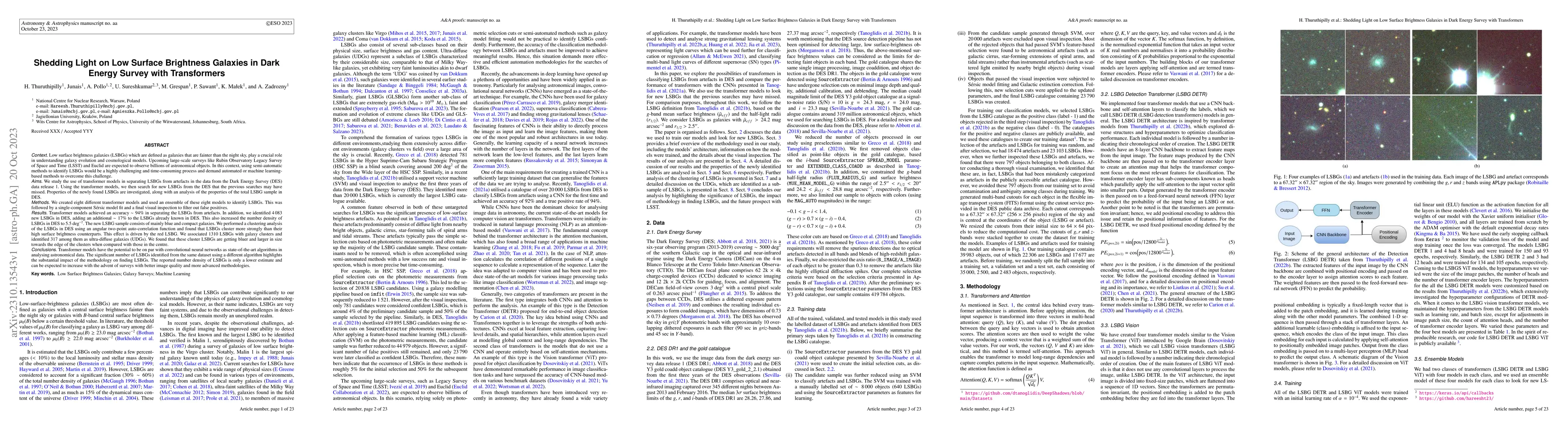 Thumbnail for Shedding Light on Low Surface Brightness Galaxies in Dark Energy Survey
  with Transformers