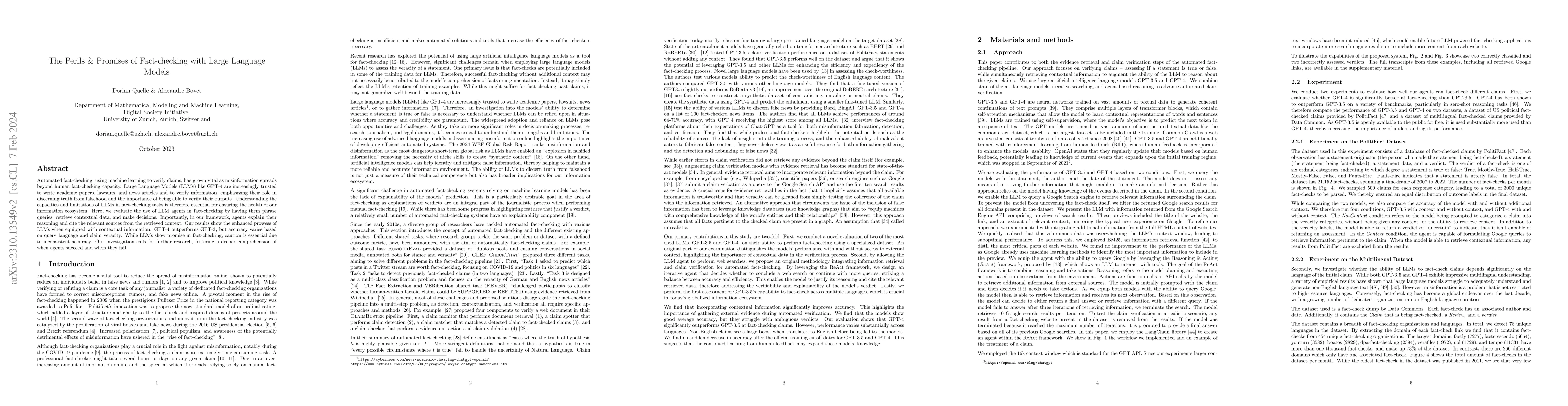 Thumbnail for The Perils & Promises of Fact-checking with Large Language Models