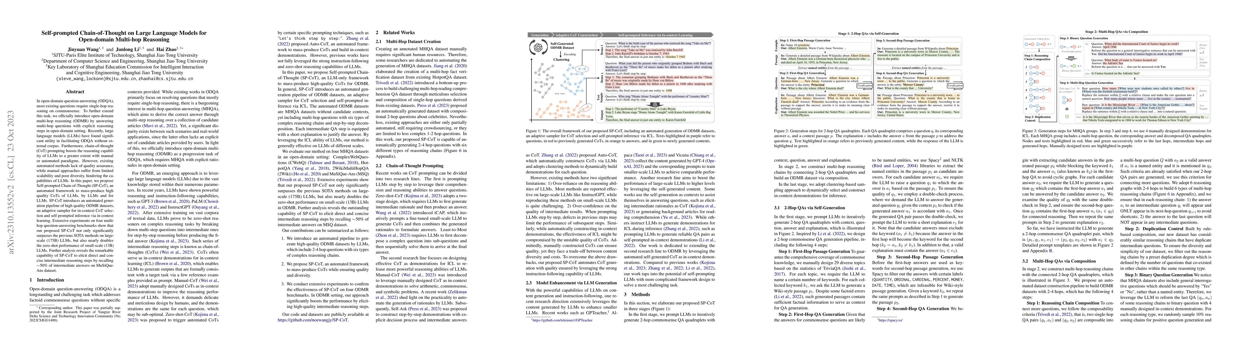 Thumbnail for Self-prompted Chain-of-Thought on Large Language Models for Open-domain
  Multi-hop Reasoning