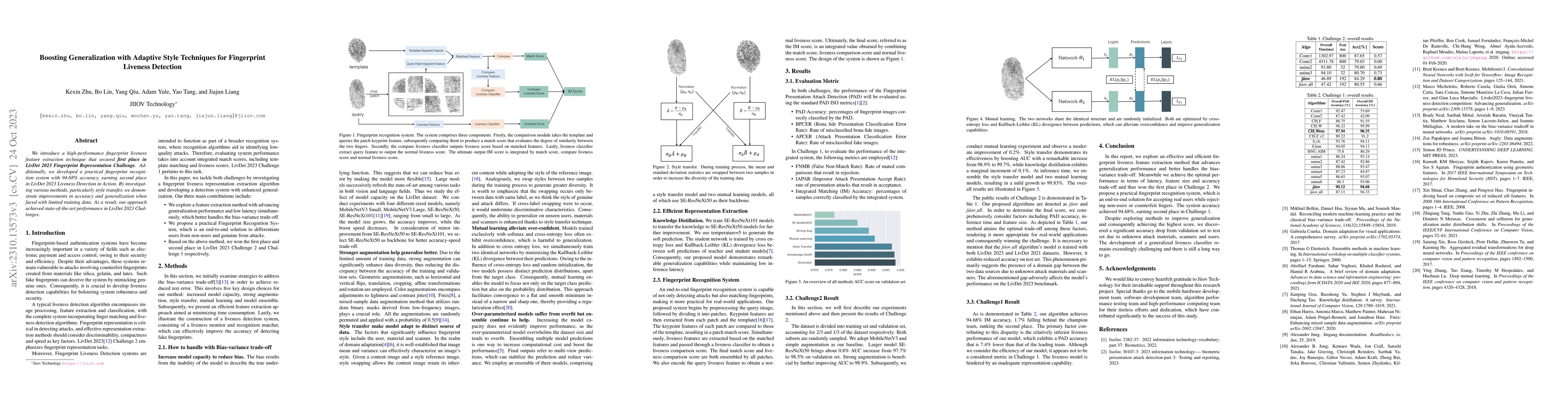 Thumbnail for Boosting Generalization with Adaptive Style Techniques for Fingerprint
  Liveness Detection