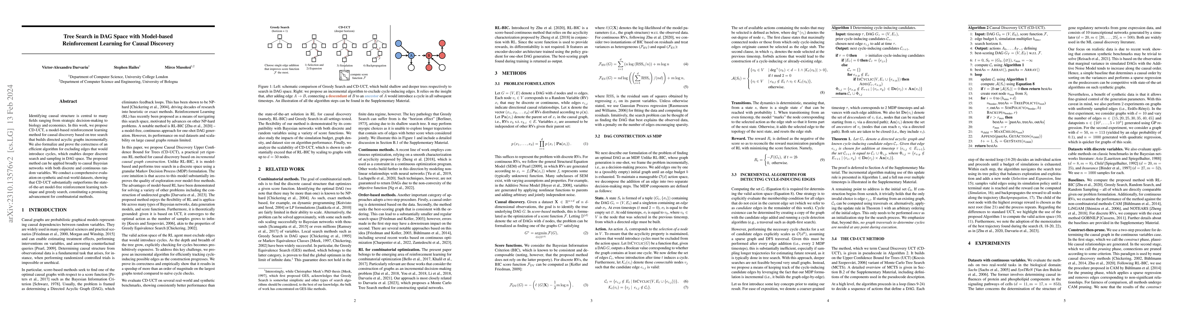 Thumbnail for Tree Search in DAG Space with Model-based Reinforcement Learning for
  Causal Discovery