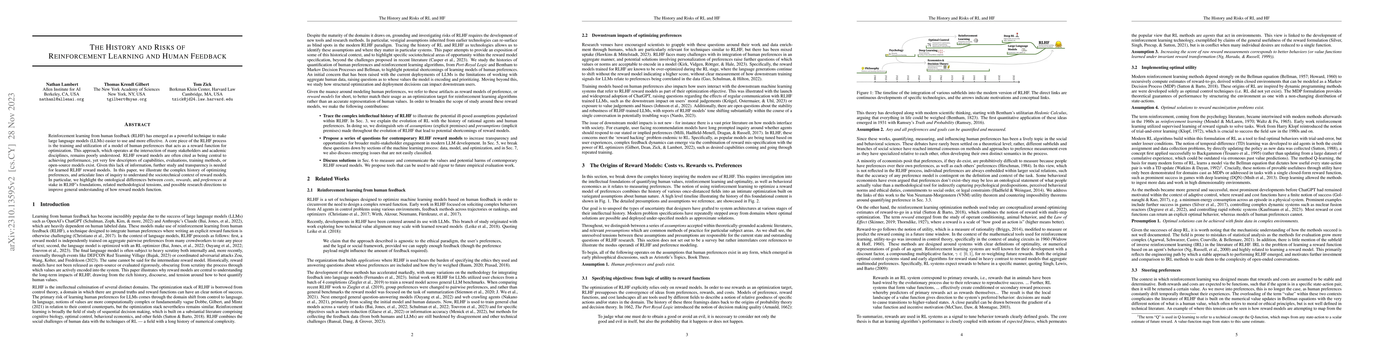 Thumbnail for The History and Risks of Reinforcement Learning and Human Feedback