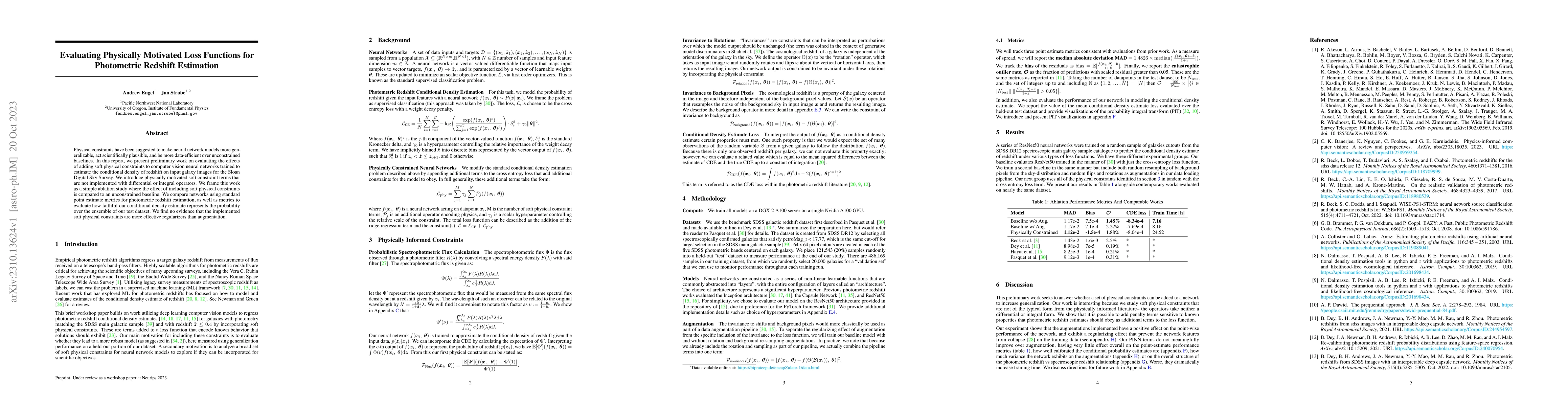 Thumbnail for Evaluating Physically Motivated Loss Functions for Photometric Redshift
  Estimation