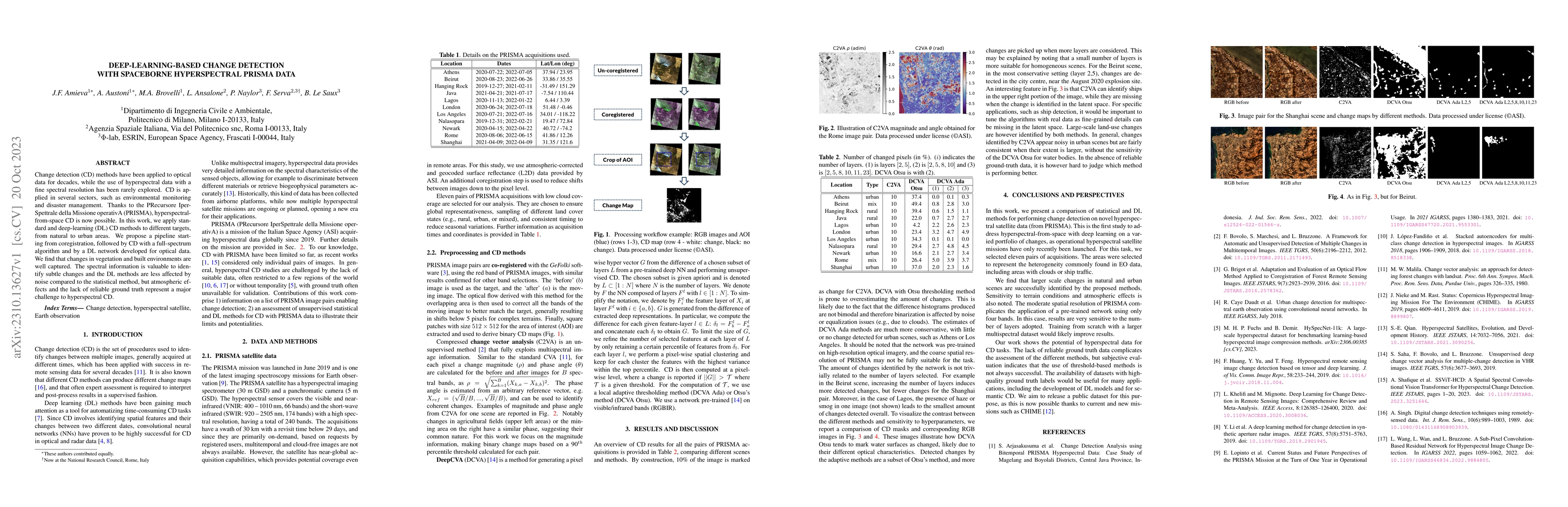 Thumbnail for Deep-Learning-based Change Detection with Spaceborne Hyperspectral
  PRISMA data