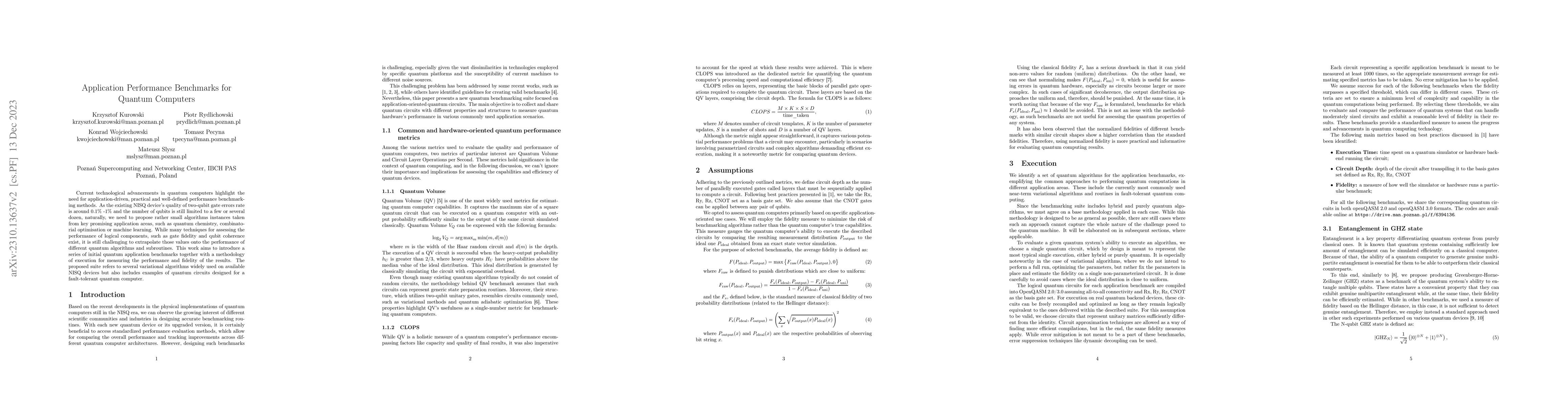 Thumbnail for Application Performance Benchmarks for Quantum Computers