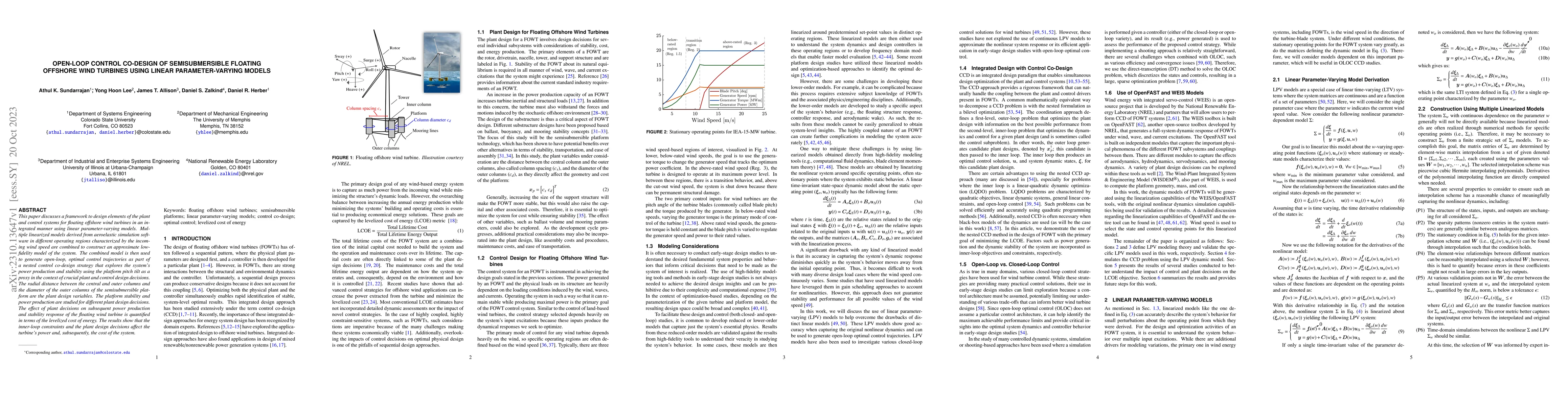 Thumbnail for Open-Loop Control Co-Design of Semisubmersible Floating Offshore Wind
  Turbines using Linear Parameter-Varying Models
