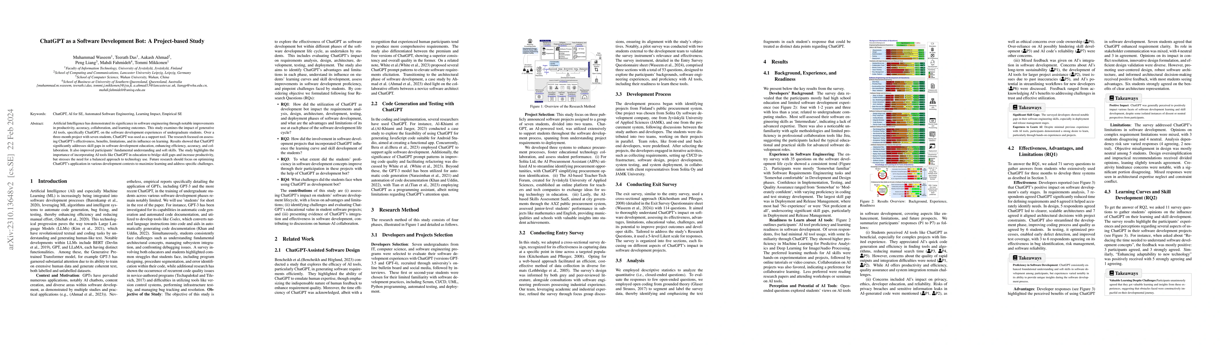 Thumbnail for ChatGPT as a Software Development Bot: A Project-based Study