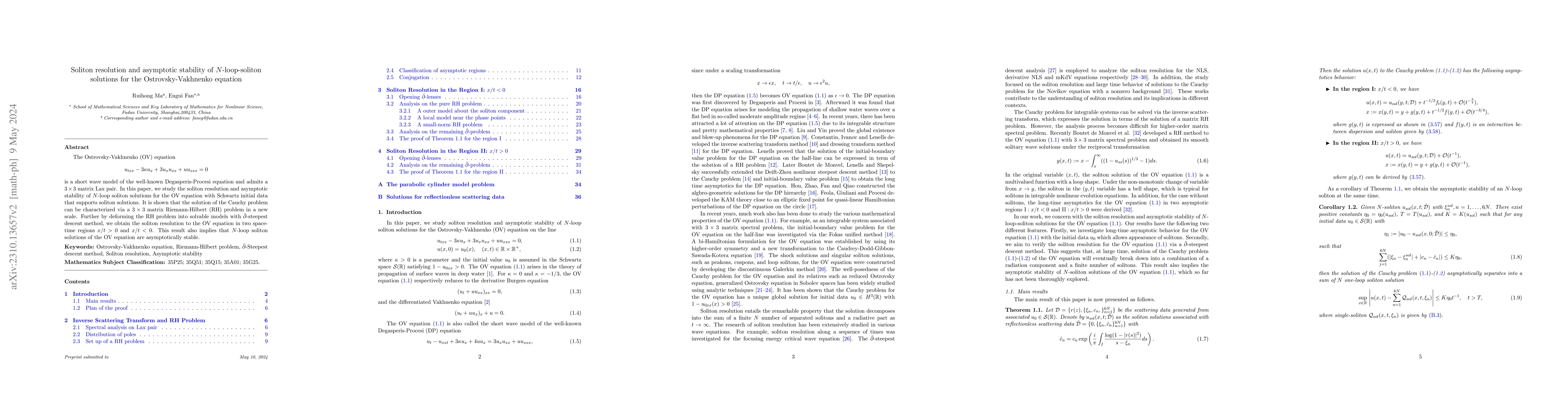 Thumbnail for Soliton resolution and asymptotic stability of $N$-loop-soliton
  solutions for the Ostrovsky-Vakhnenko equation
