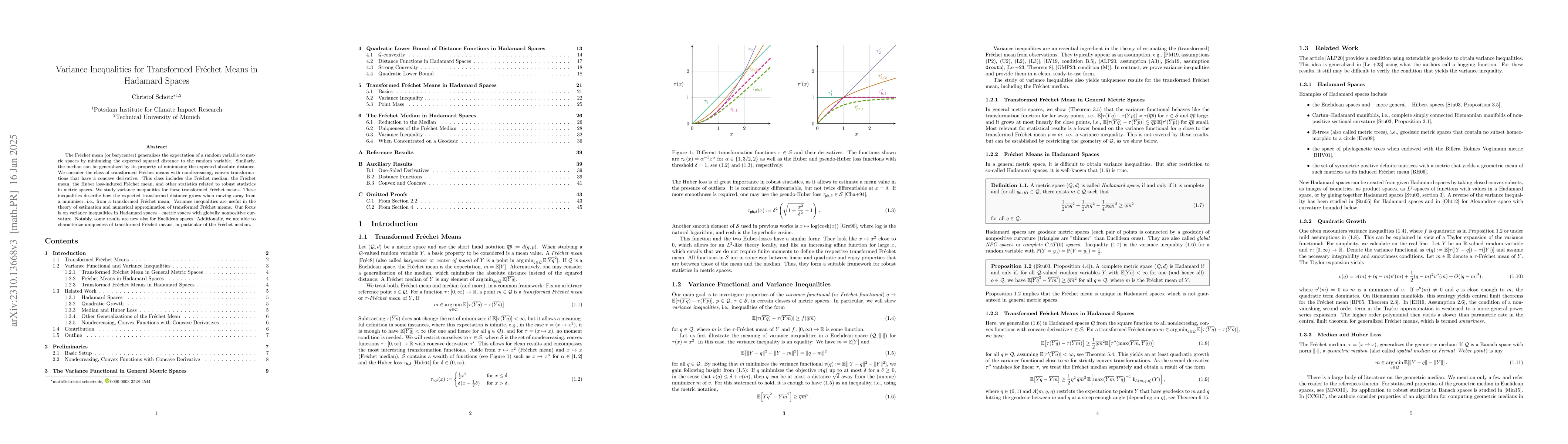 Thumbnail for Variance Inequalities for Transformed Fr\'echet Means in Hadamard Spaces
