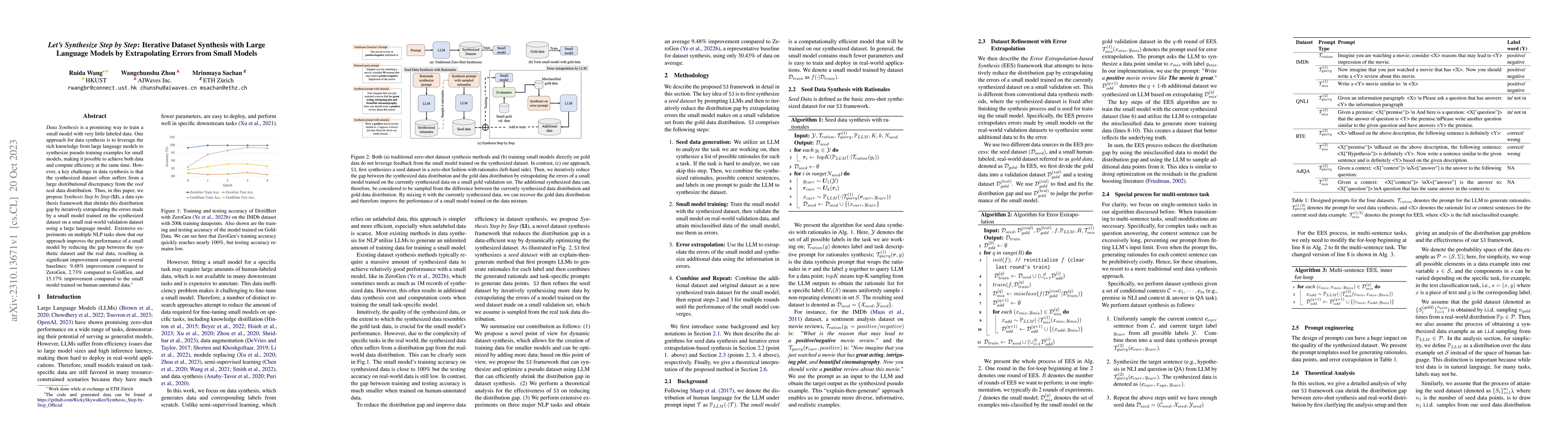Thumbnail for Let's Synthesize Step by Step: Iterative Dataset Synthesis with Large
  Language Models by Extrapolating Errors from Small Models