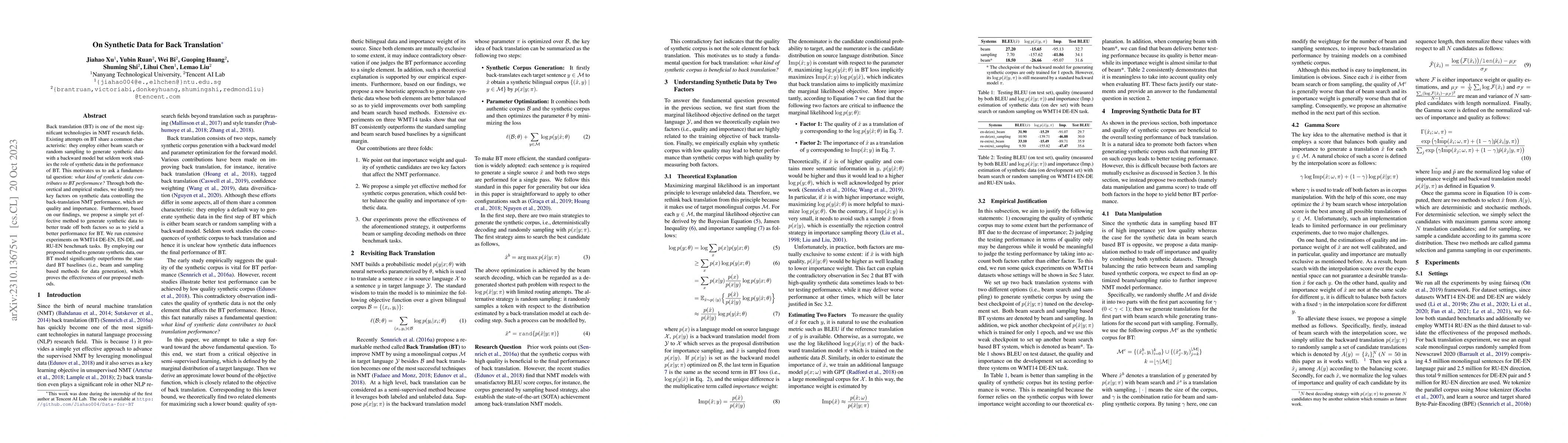 Thumbnail for On Synthetic Data for Back Translation
