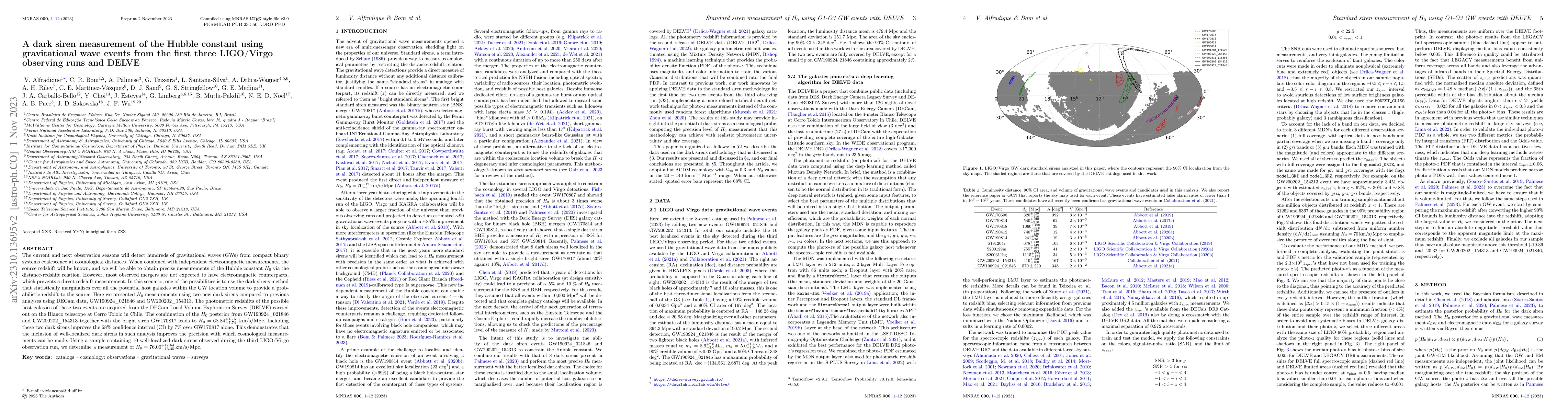 Thumbnail for A dark siren measurement of the Hubble constant using gravitational wave
  events from the first three LIGO/Virgo observing runs and DELVE