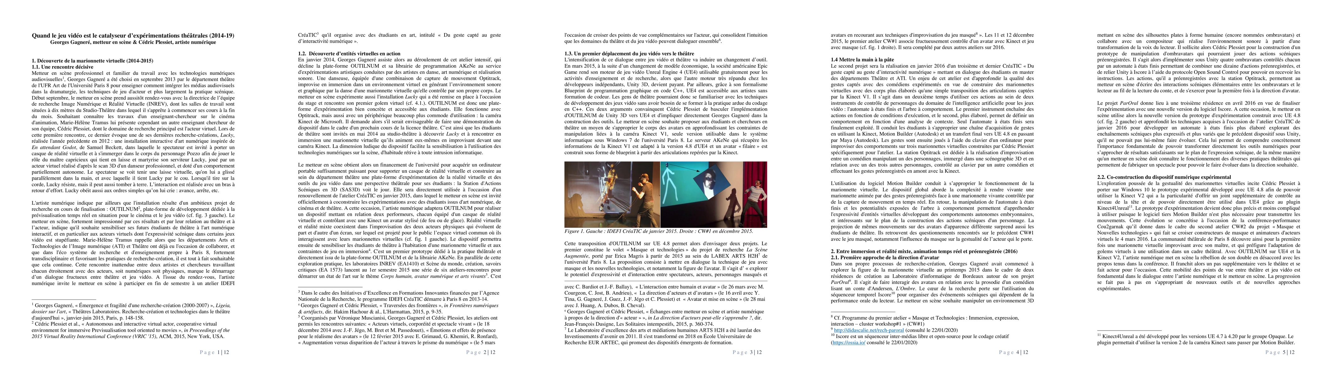 Thumbnail for Quand le jeu vid\'eo est le catalyseur d'exp\'erimentations
  th\'e\^atrales (2014-2019)