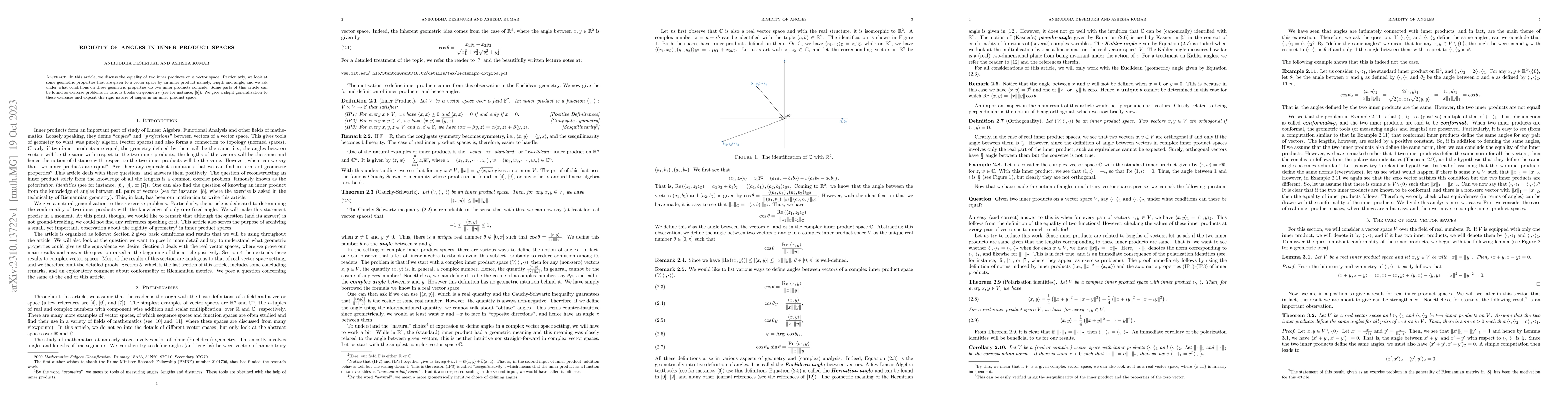 Thumbnail for Rigidity of angles in Inner product Spaces