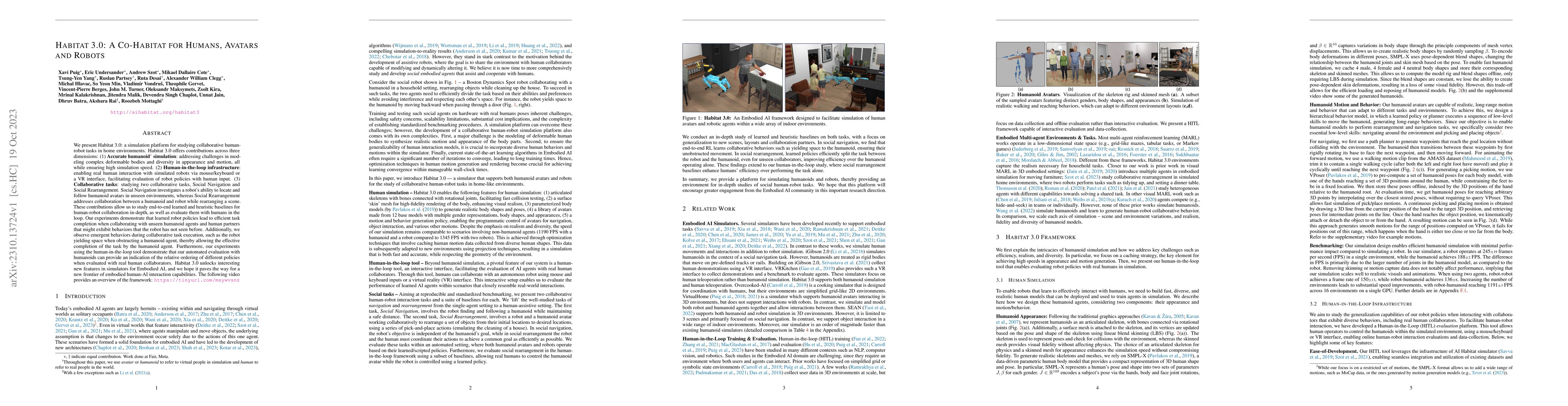 Thumbnail for Habitat 3.0: A Co-Habitat for Humans, Avatars and Robots