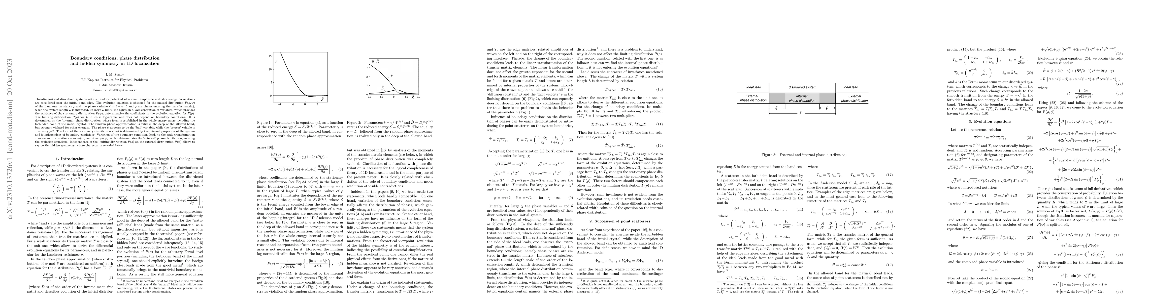 Thumbnail for Boundary conditions, phase distribution and hidden symmetry in 1D
  localization