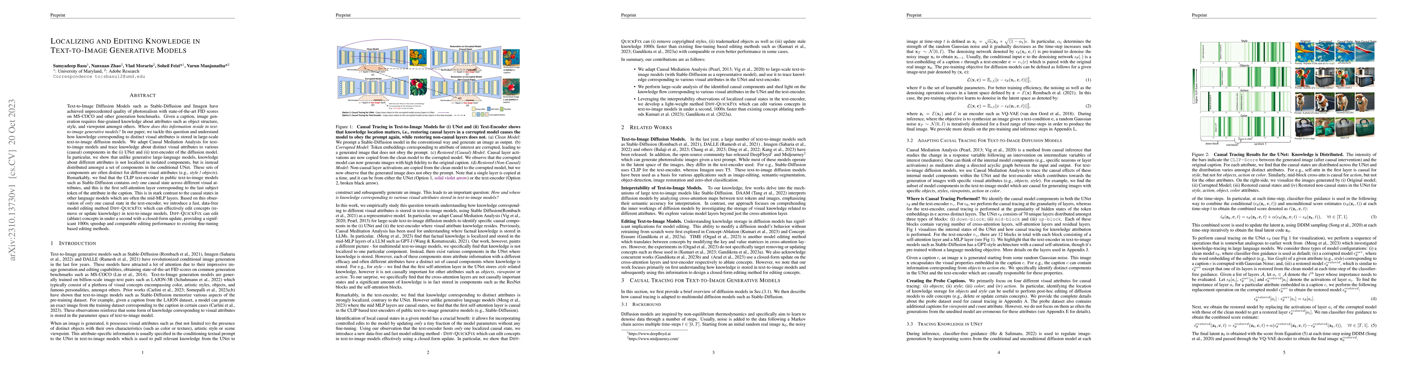 Thumbnail for Localizing and Editing Knowledge in Text-to-Image Generative Models
