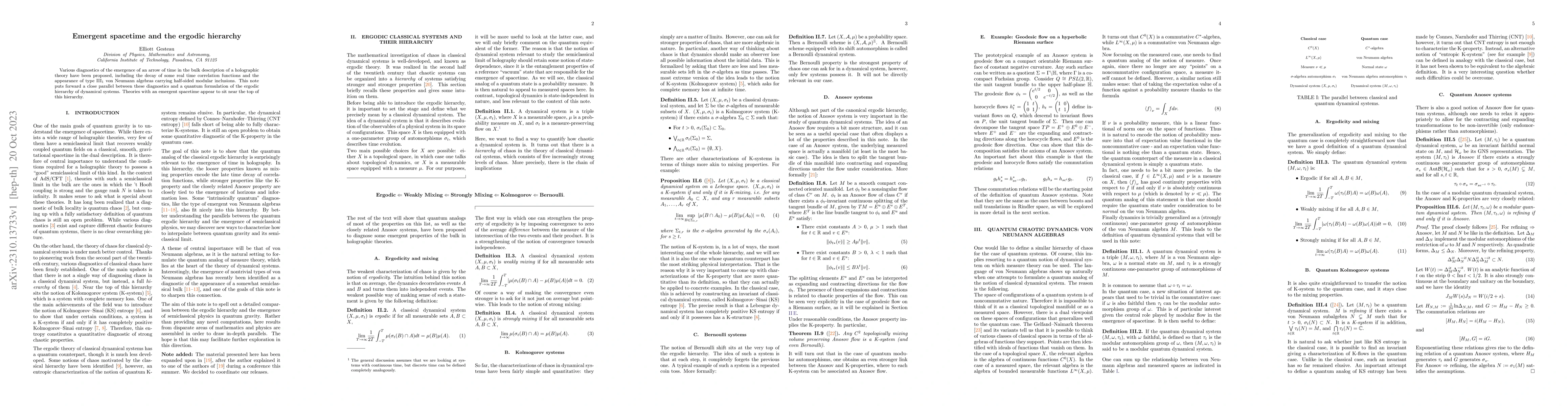 Thumbnail for Emergent spacetime and the ergodic hierarchy
