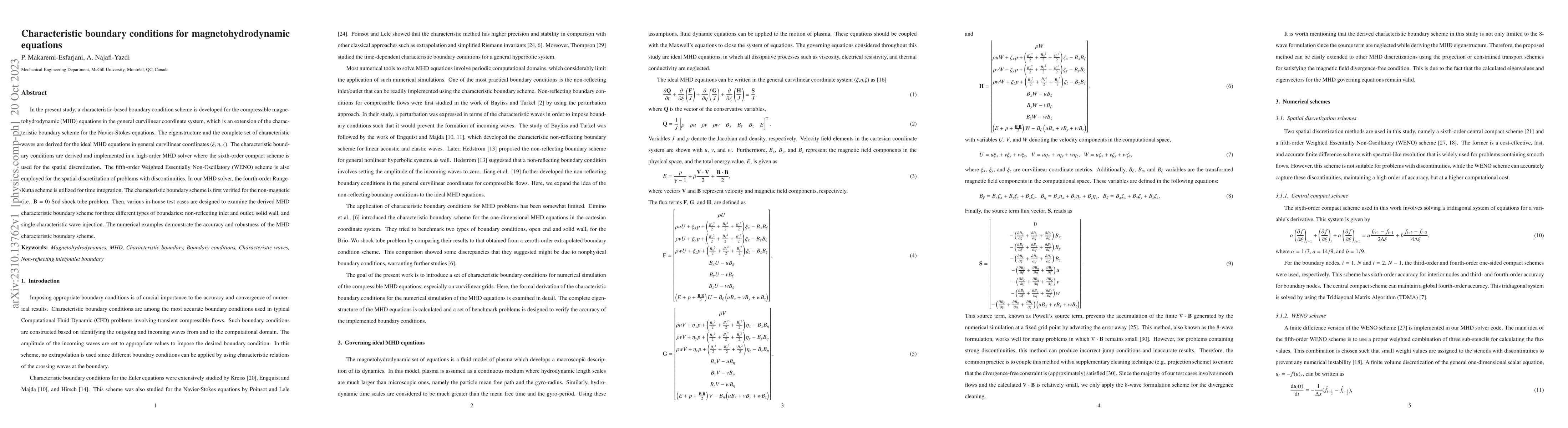 Thumbnail for Characteristic boundary conditions for magnetohydrodynamic equations