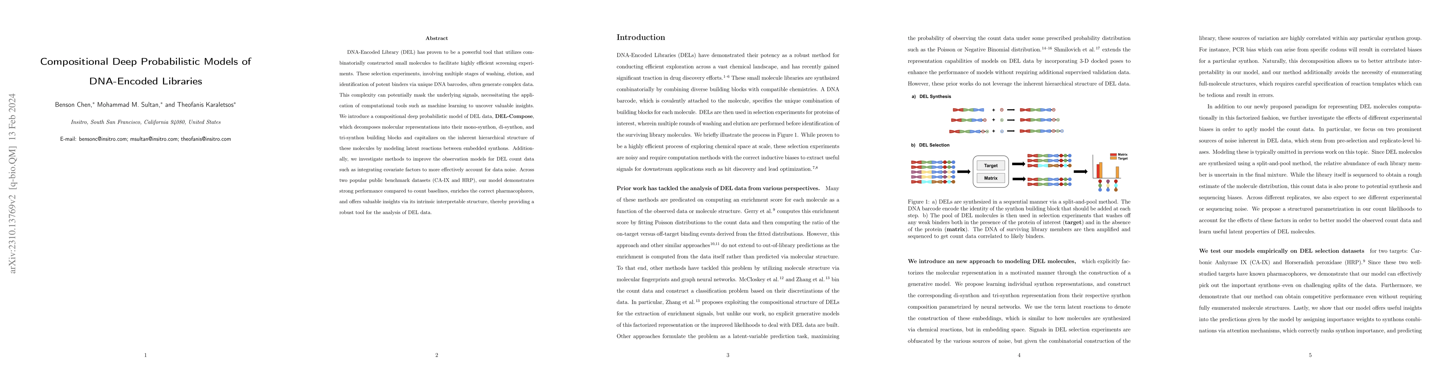 Thumbnail for Compositional Deep Probabilistic Models of DNA Encoded Libraries
