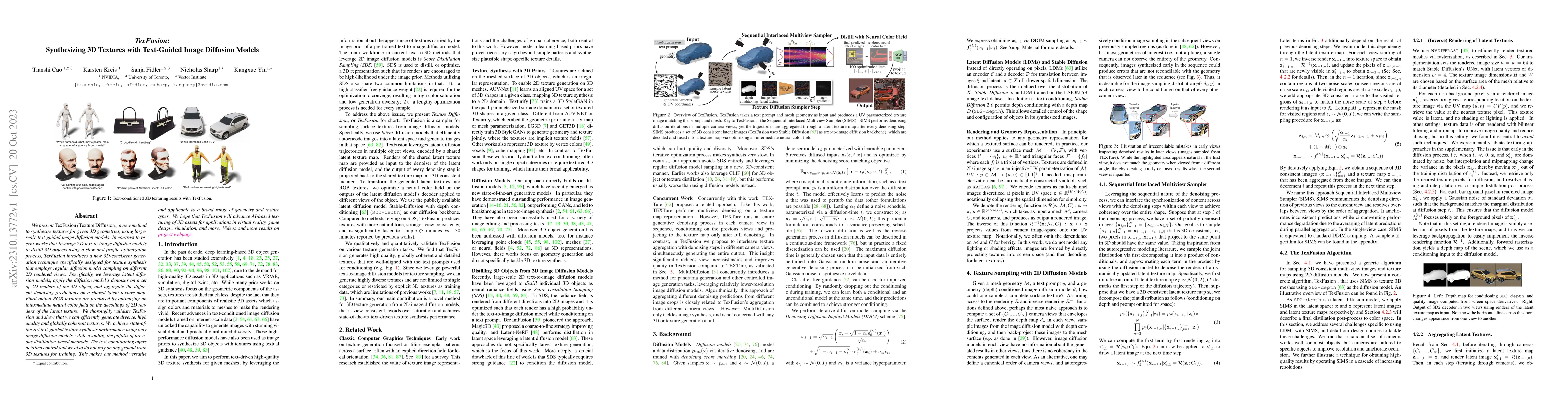 Thumbnail for TexFusion: Synthesizing 3D Textures with Text-Guided Image Diffusion
  Models