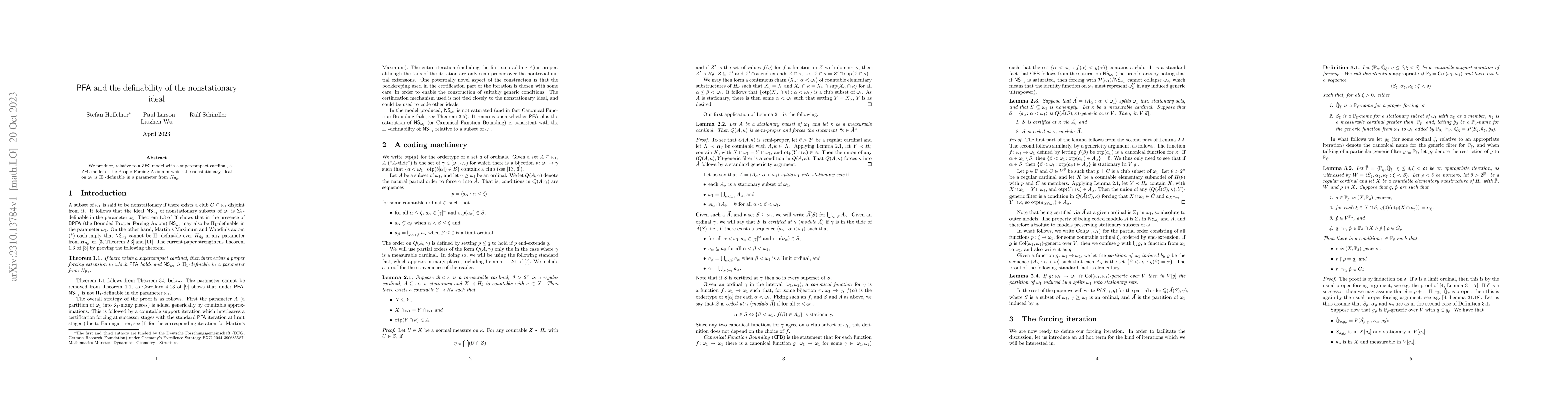Thumbnail for PFA and the definability of the nonstationary ideal
