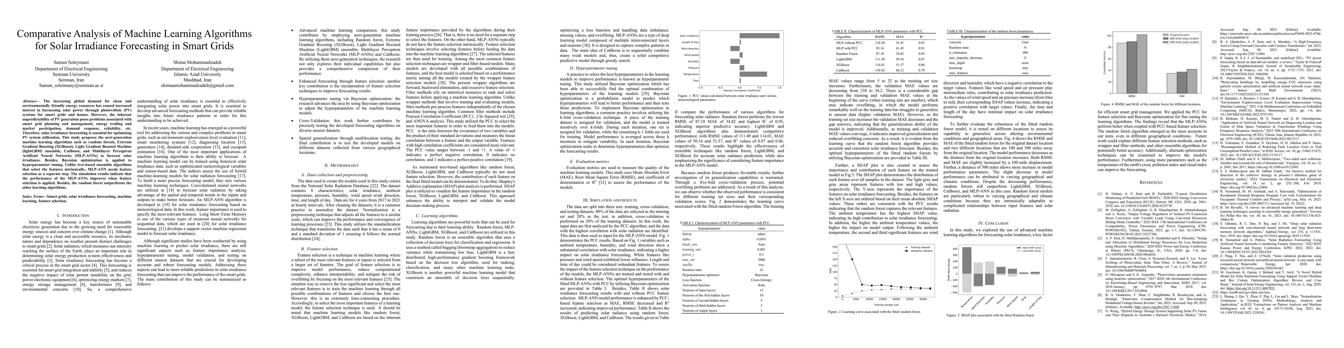 Thumbnail for Comparative Analysis of Machine Learning Algorithms for Solar Irradiance
  Forecasting in Smart Grids