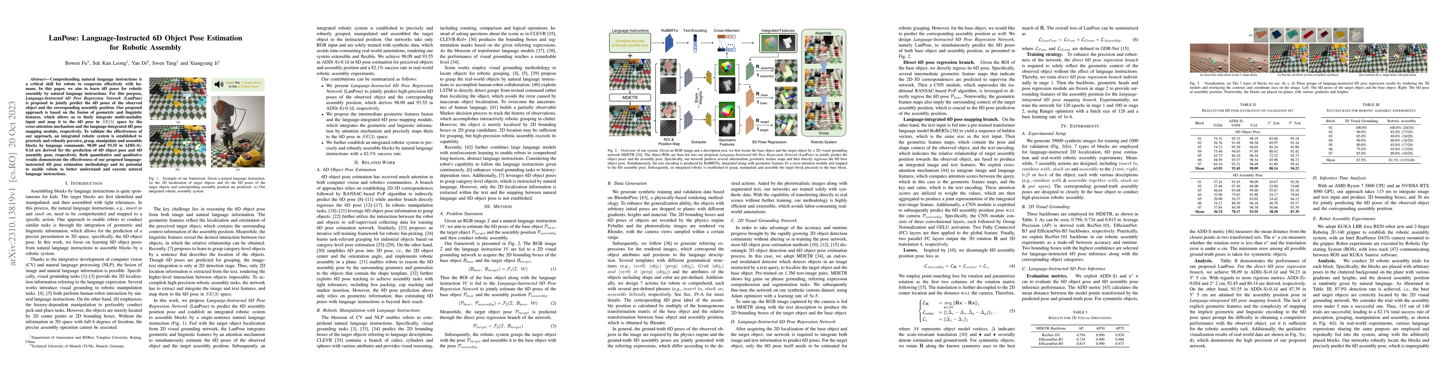 Thumbnail for LanPose: Language-Instructed 6D Object Pose Estimation for Robotic
  Assembly