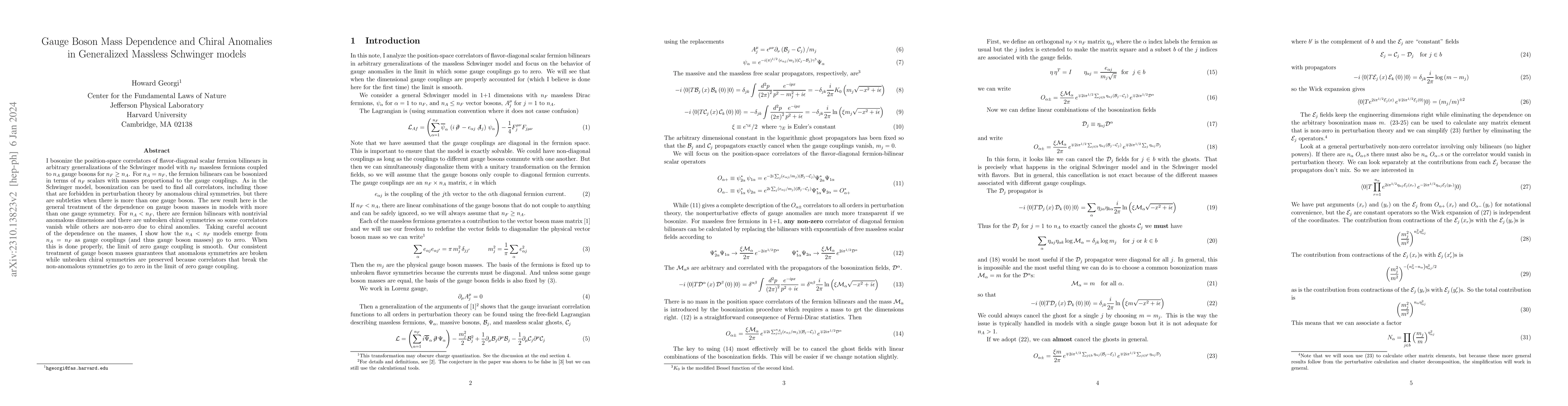 Thumbnail for Gauge Boson Mass Dependence and Chiral Anomalies in Generalized Massless
  Schwinger models