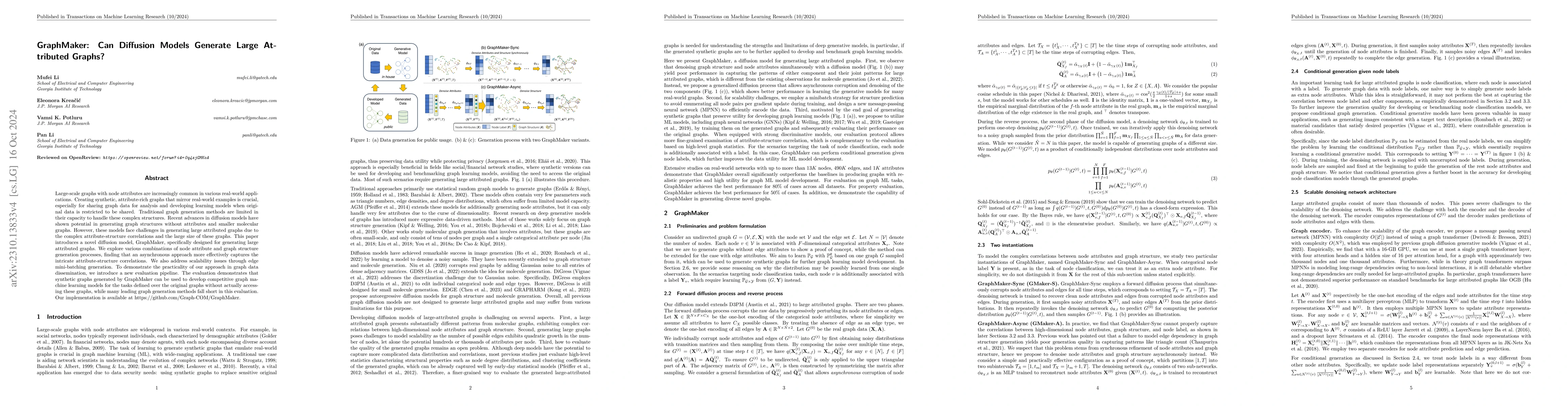 Thumbnail for GraphMaker: Can Diffusion Models Generate Large Attributed Graphs?