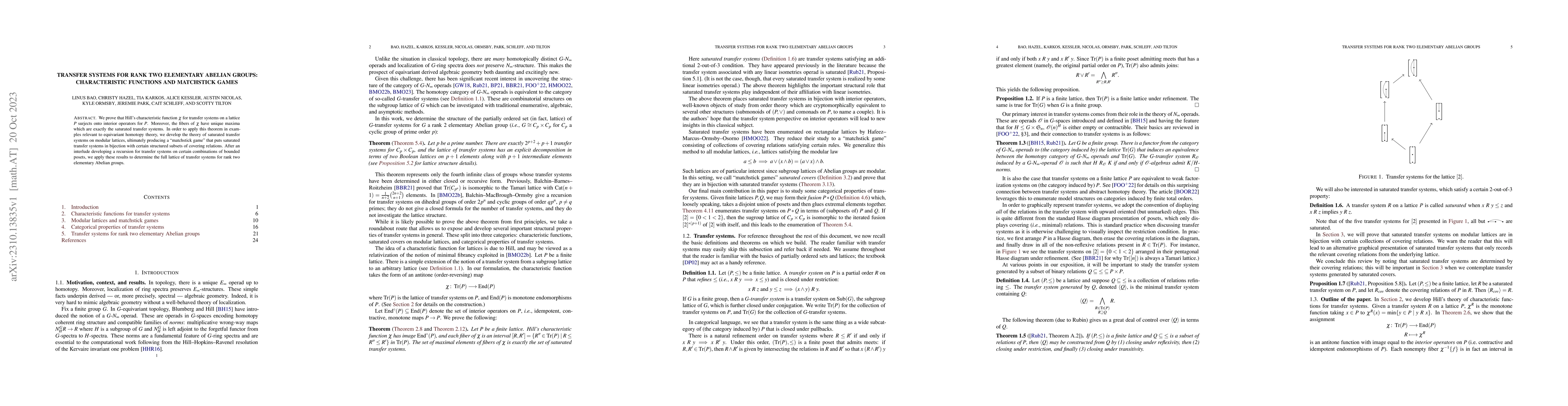 Thumbnail for Transfer systems for rank two elementary Abelian groups: characteristic
  functions and matchstick games