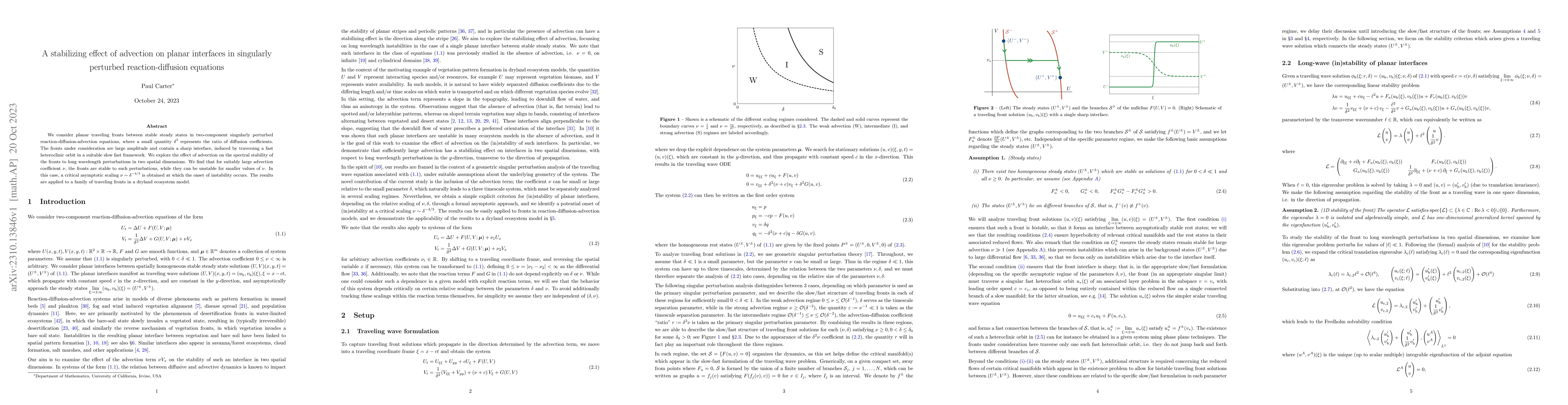 Thumbnail for A stabilizing effect of advection on planar interfaces in singularly
  perturbed reaction-diffusion equations