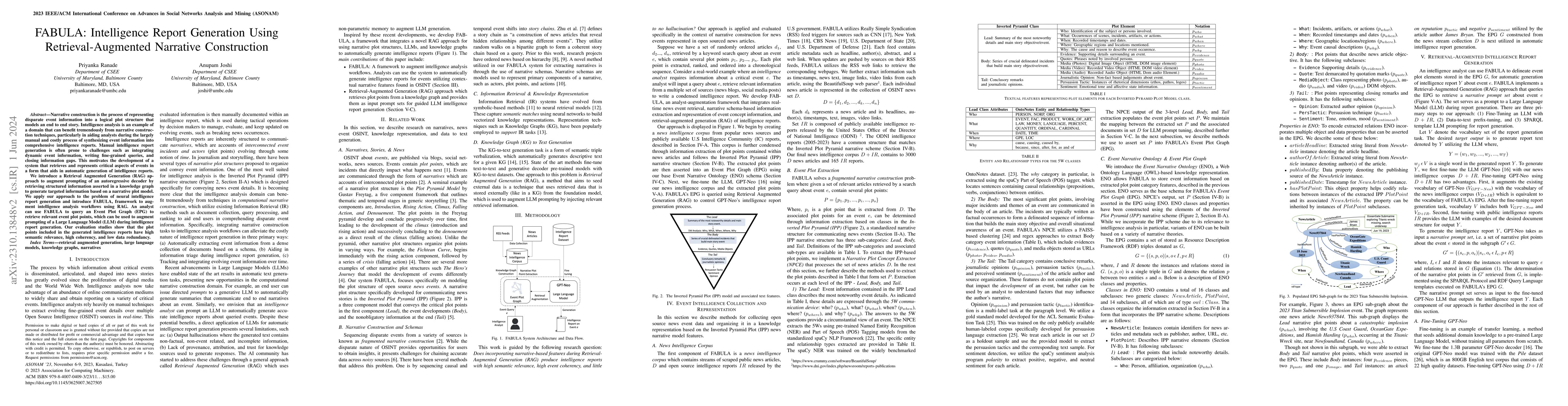 Thumbnail for FABULA: Intelligence Report Generation Using Retrieval-Augmented
  Narrative Construction