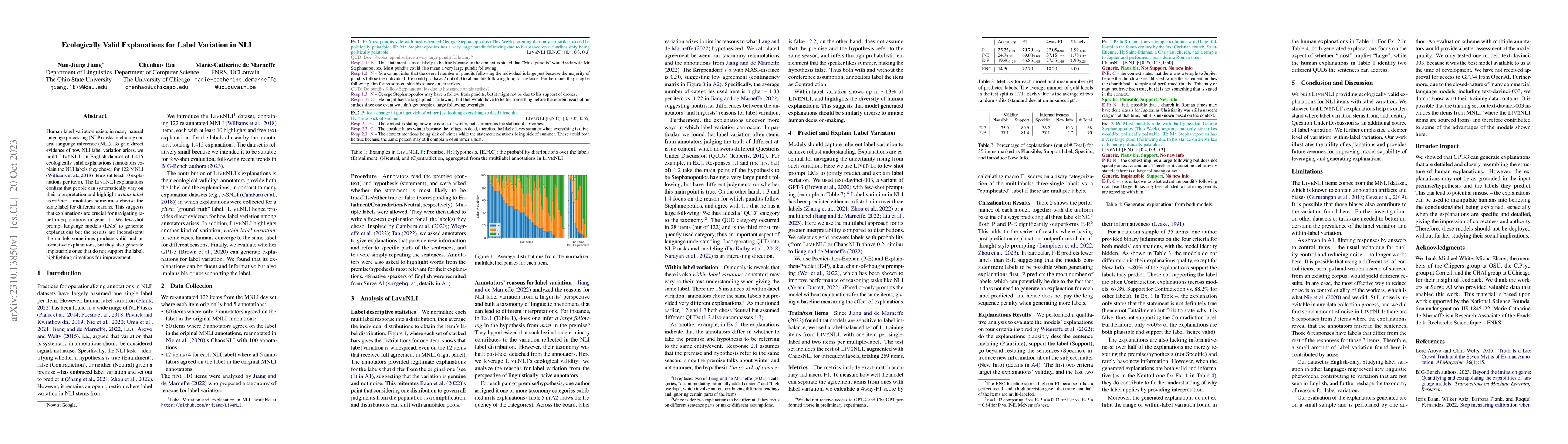 Thumbnail for Ecologically Valid Explanations for Label Variation in NLI