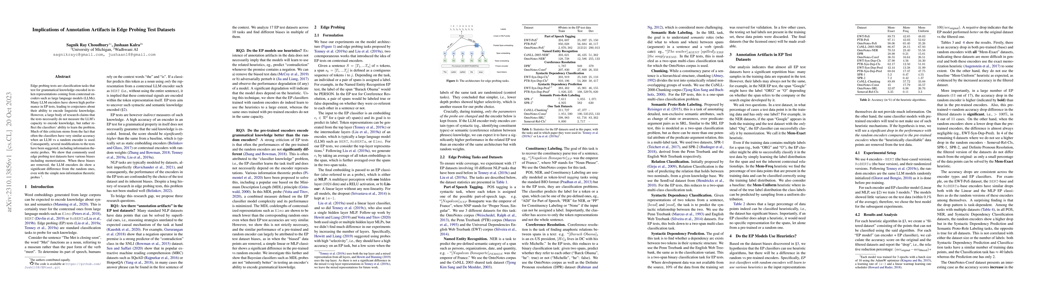 Thumbnail for Implications of Annotation Artifacts in Edge Probing Test Datasets