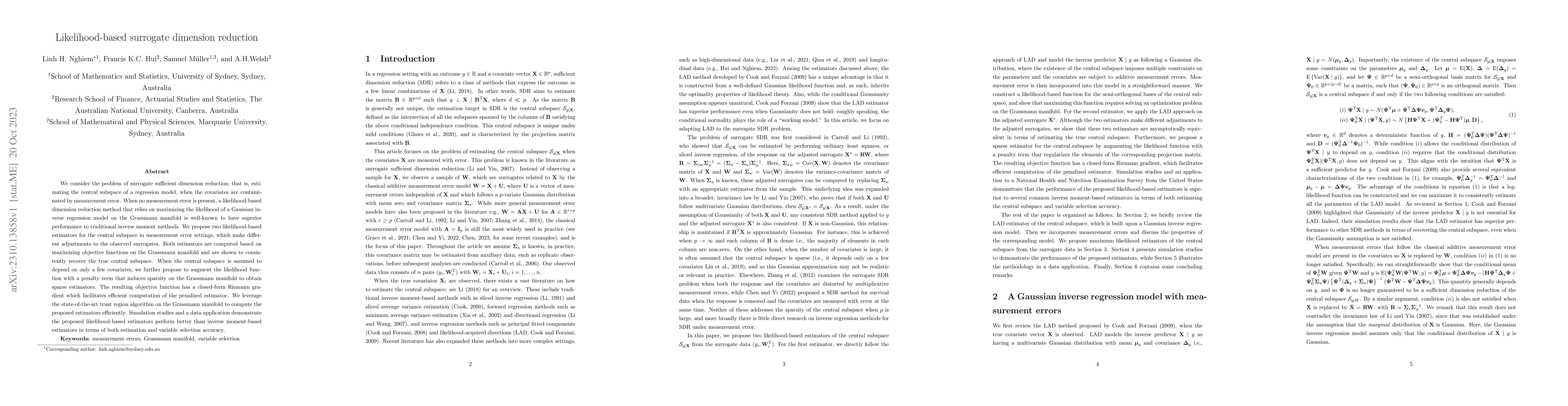 Thumbnail for Likelihood-based surrogate dimension reduction