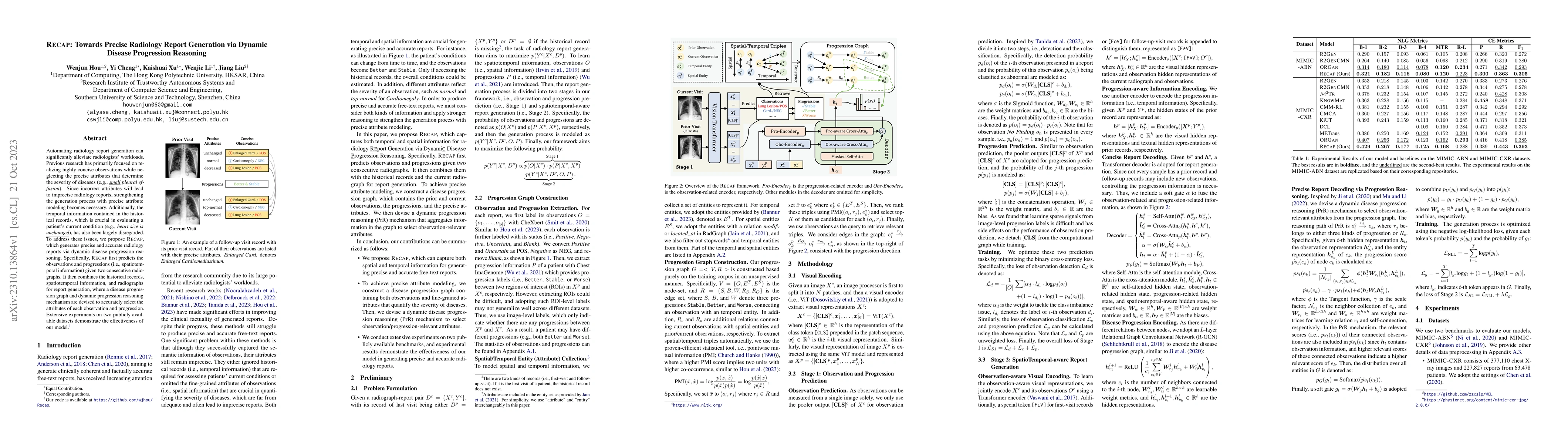 Thumbnail for RECAP: Towards Precise Radiology Report Generation via Dynamic Disease
  Progression Reasoning