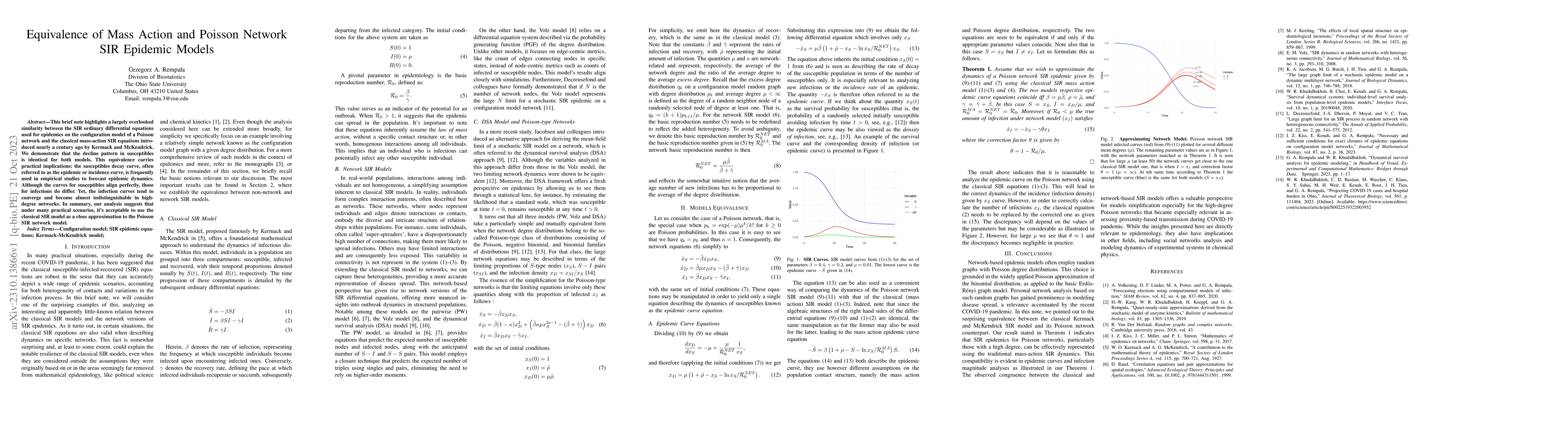 Thumbnail for Equivalence of Mass Action and Poisson Network SIR Epidemic Models