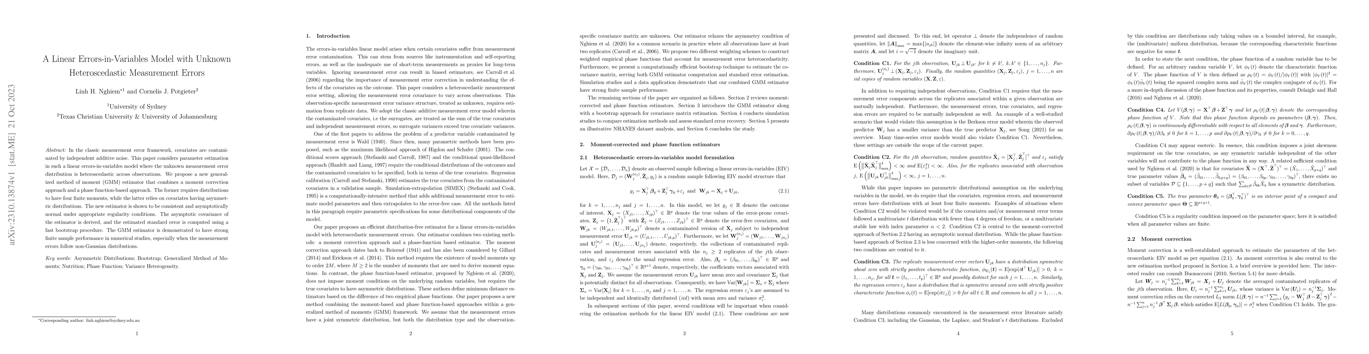 Thumbnail for A Linear Errors-in-Variables Model with Unknown Heteroscedastic
  Measurement Errors