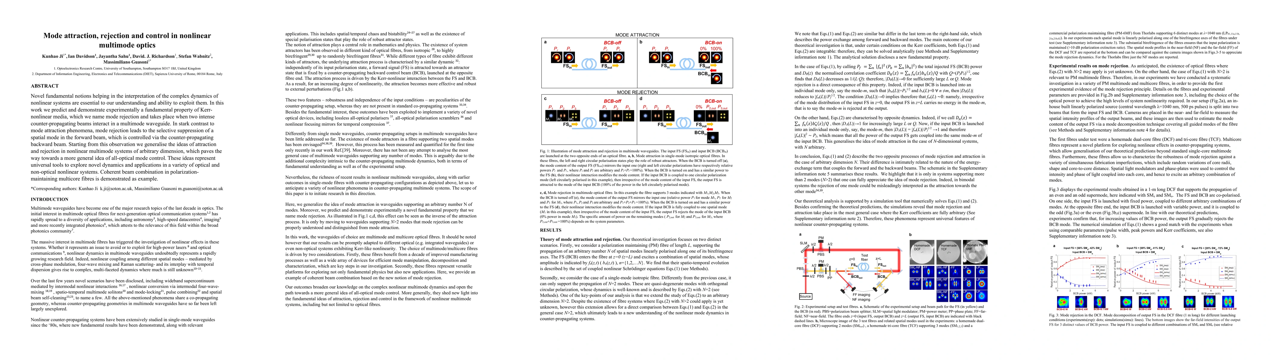 Thumbnail for Mode attraction, rejection and control in nonlinear multimode optics